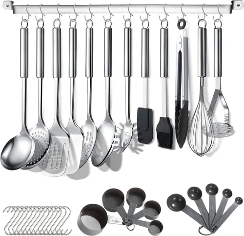Berglander Juego de utensilios de cocina de 38 piezas, juego de utensilios de cocina de acero inoxidable, utensilios de cocina, juego de