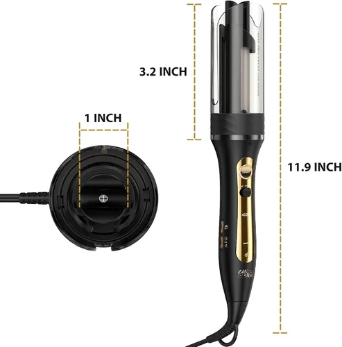 Miniatura 8 de Zavarea Plancha rizadora giratoria automática para cabello largo, varita rizadora de 1 pulgada para ondas de playa y rizos sueltos, rizador de pelo