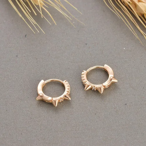 Miniatura 8 de VACRONA - Aretes tipo arracadas para mujer, chapados en oro de 14 quilates, diseño de aro de arracada