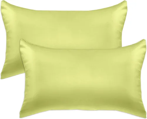 Miniatura 23 de Elegant Comfort Juego de 4 fundas de almohada de satén de viscosa refrescante con cierre de cremallera oculto, suave como la seda para el cuidado
