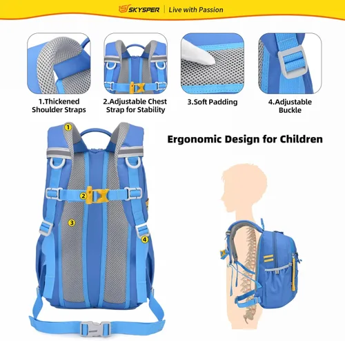 Miniatura 3 de SKYSPER Mochila escolar para niños de 4 a 8 años para viajes de un día y clases (azul)