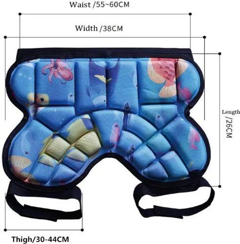 Miniatura 3 de Topeter Pantalones cortos de protección de cadera para niños, almohadilla protectora para el trasero, protector deportivo Azul