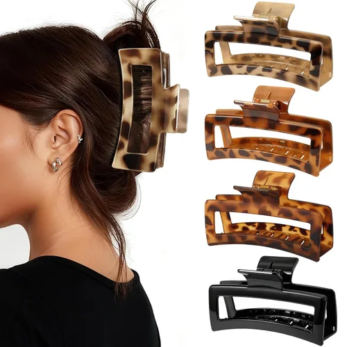 Miniatura 12 de Auseibeely 6 pinzas para el cabello a cuadros para mujer, 3.35 pulgadas, pinzas cuadradas medianas para cabello fino, bonitos accesorios