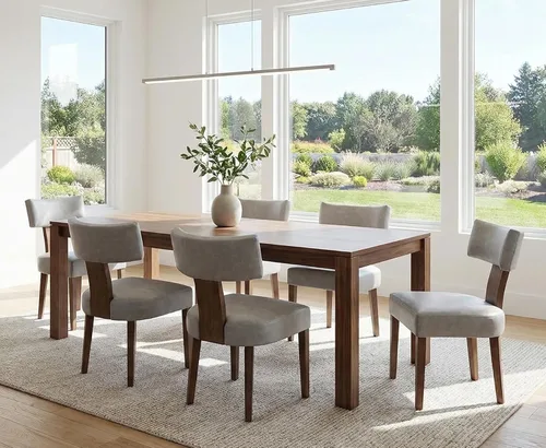 Miniatura 3 de RIVOVA Juego de 4 sillas de comedor modernas de mediados de siglo, tapizadas de piel sintética, sillas Parson modernas sin brazos de cocina, sillas