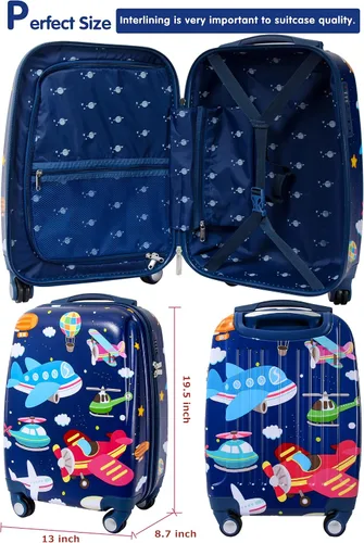 Miniatura 7 de Maleta de mano para niños con 4 ruedas, funda rígida para que los niños pequeños viajen, B-PLA, Katong