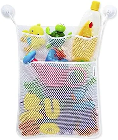 Accesorios para bañera Organizador de juguetes de baño, red de malla de secado rápido para bañera, contenedor de almacenamiento de juguetes para