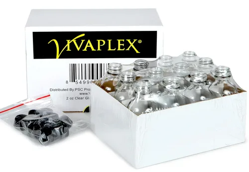 Miniatura 3 de Vivaplex, 12, botellas de vidrio transparentes, de 2 onzas, con tapas