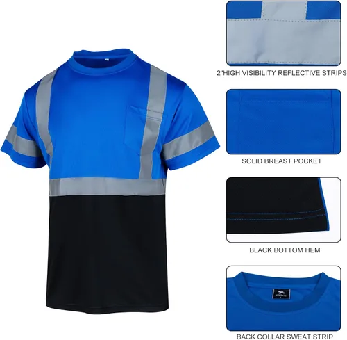Miniatura 3 de VENDACE Camisas de seguridad para hombre, paquete de 3 camisetas reflectantes de alta visibilidad de manga corta para trabajo de construcción