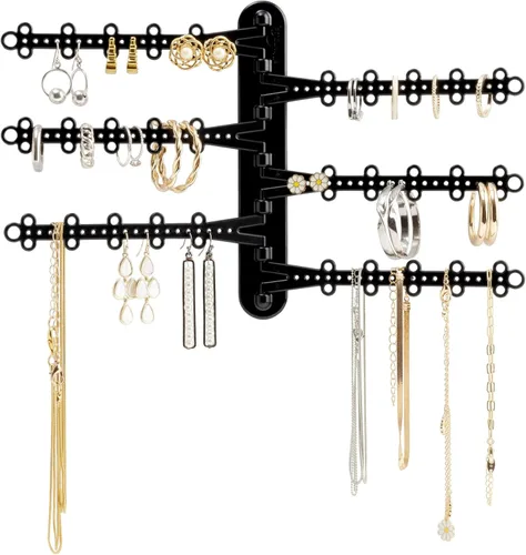 Miniatura 12 de All Hung Up Organizador de joyas de pared de 6 niveles y 6 pulgadas, tiras Command incluidas para colgar fácilmente, organizador de aretes de 120