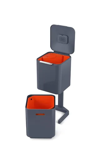 Miniatura 21 de Joseph Joseph Totem Max 60 litros/15.85 galones, recipiente de separación y reciclaje de desechos de cocina con filtro de olor y recipiente Negro