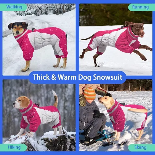 Miniatura 6 de MIGOHI Abrigo de cuerpo completo para perro - Abrigo de invierno reflectante para perros pequeños con arnés, chaqueta de cuello tortuga de forro