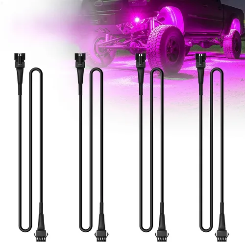 Miniatura 8 de 4 cables de extensión de luces LED RGB de 47 pulgadas/3.93 pies, cable de cable de 4 pines, conector a presión, luces subterráneas, multicolor