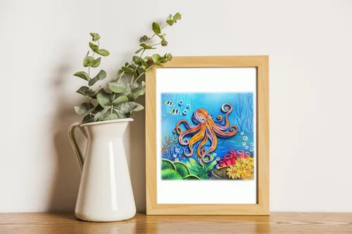 Miniatura 6 de Colorido animal bajo el mar, tarjeta de felicitación para pareja, tarjeta de Quilling de color de agua, tarjeta de arte para recuperarse pronto