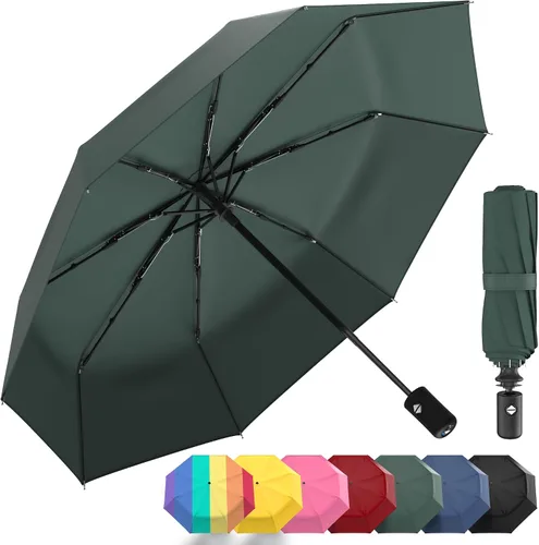 Miniatura 25 de Rain-Mate Paraguas compactos resistentes al viento para la lluvia, diseño de costilla de fibra de vidrio reforzada fuerte y apertura y cierre