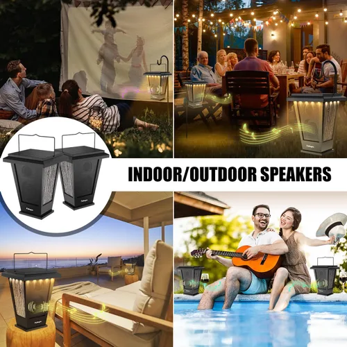 Miniatura 3 de pohopa Altavoces Bluetooth Impermeables, Alimentados por Energía Solar, Paquete de 2, Sonido Estéreo Inalámbrico Verdadero de 20W, Emparejamiento