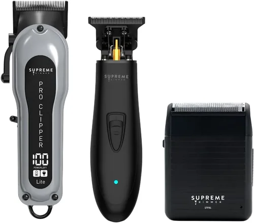 Miniatura 7 de Supreme Trimmer Paquete de Barbero 3 en 1 Pro Clipper Lite, Recortadora DLC T-Shaper, Afeitadora de Lámina Crunch Lite Kit Profesional
