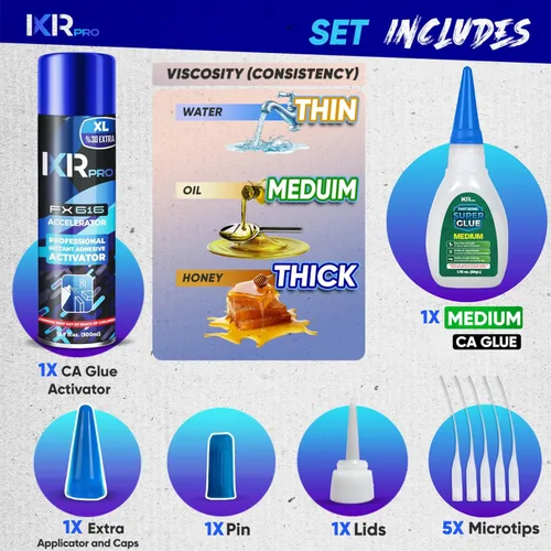 Miniatura 2 de CA Glue con Kit Activador 1.75 oz Pegamento de Cianoacrilato de Viscosidad Media 16.9 oz Spray Activador SuperGlue de Alta Resistencia para Rellenar