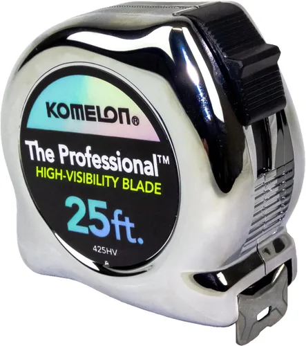 Miniatura 5 de Komelon 435HV Cinta métrica profesional de alta visibilidad, 35 pies por 1 pulgada, cromada
