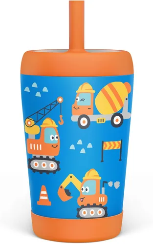 Miniatura 33 de Vaso de acero inoxidable aislado para niños con popote de silicona, taza para sorber de 12 onzas para niños (alfabeto)