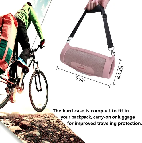 Miniatura 3 de LTGEM - Funda de silicona para altavoz JBL Charge 5, protector de viaje de gel suave, bolsa de goma impermeable con correa para el hombro (azul)