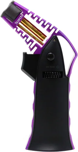 Antorcha Scorch Torch CNC maquinada de 17,14 cm de alto, antorcha de llama de aluminio portátil ajustable recargable con butano en caja de regalo