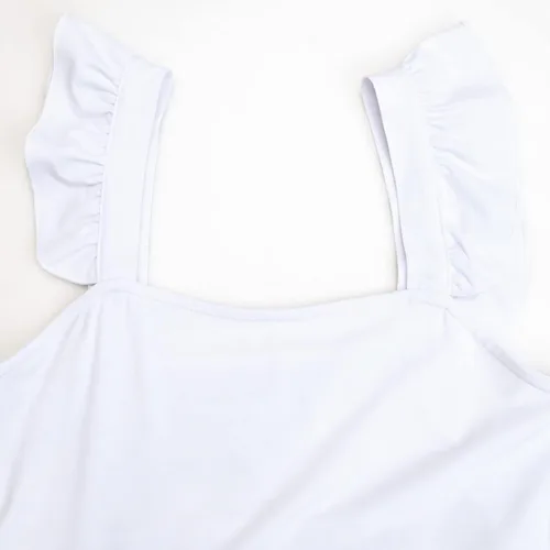 Miniatura 5 de DEBELLY Camiseta de maternidad para mujer, cuello cuadrado, tirantes con volantes, sin mangas, para embarazo, linda blusa tipo babydoll de verano