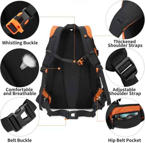 Miniatura 5 de Mochila BOVIP de 40L para senderismo, impermeable, ligera, mochila de día, mochila de viaje, deportes, camping, para hombres y mujeres