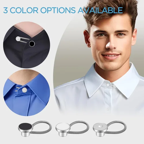 Miniatura 4 de 12 extensores de botón de cuello de camisa para camisas de vestir para hombres, extensor de botón de cuello cómodo, también funciona como extensores