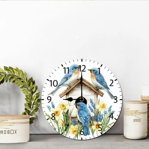 Miniatura 4 de Reloj de pared de pájaro para decoración de pared, funciona con pilas, sin tictac, silencioso, de cuarzo, analógico, rústico, estilo rural, redondo