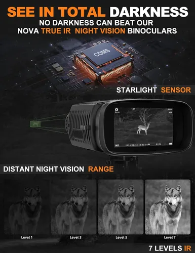 Miniatura 3 de Gafas de visión nocturna - Nova 4K - Prismáticos de visión nocturna para adultos, binoculares de pantalla HD de 3 pulgadas con 7 niveles de tarjeta