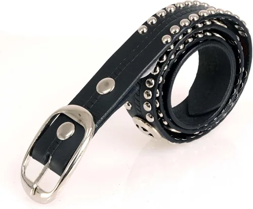 Miniatura 8 de Milwaukee Leather MP7131 Cinturón de motociclista de cuero negro con tachuelas cromadas con emblema de estrella, hebilla intercambiable, 1.5