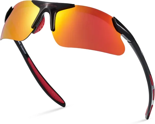 Miniatura 30 de Gafas de sol deportivas polarizadas para niños y niñas, gafas de béisbol y sóftbol, montura TR90 Negro Espejo azul hielo