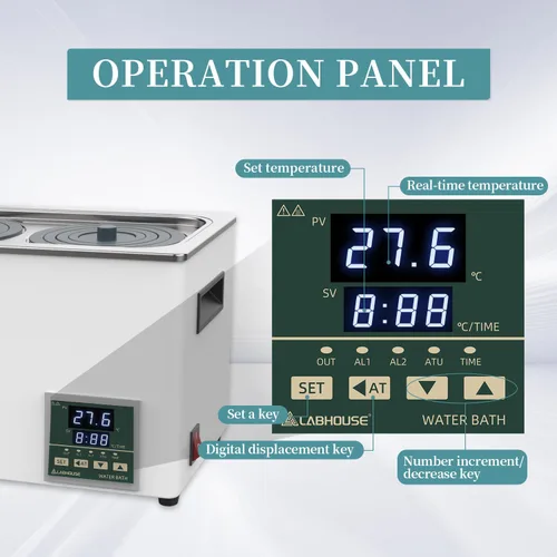 Miniatura 6 de Lab 572.0 °F/572℉ 2000 RPM Agitador magnético Placa caliente 2L y baño de agua de laboratorio Calentador termostático Digital LWB-2 Dispositivos
