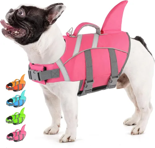 Miniatura 7 de Doglay Chaleco salvavidas para perro, tejido antidesgarros Ripstop, lindo chaleco salvavidas para perros con flotabilidad superior y asa de rescate