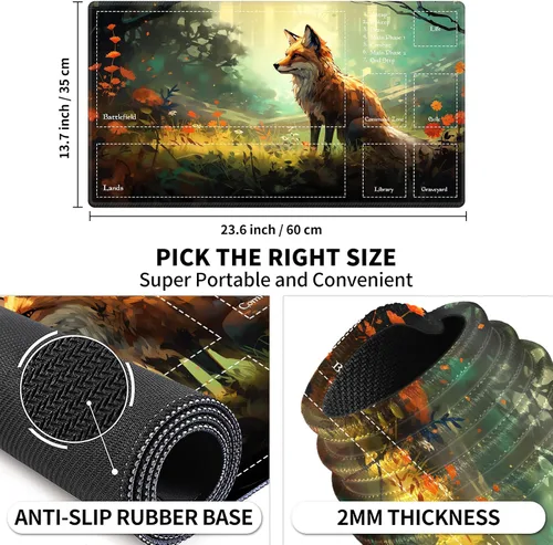 Miniatura 3 de Alfombra de juego con zonas para juego de cartas MTG, alfombras de juego de mesa, alfombras de juego de mesa de Magic, 61x35.5 cm, alfombra de juego