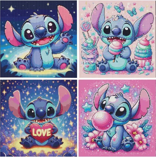Miniatura 11 de JAKI Paquete de 4 piezas de arte de diamantes para adultos, kits de pintura de diamantes de dibujos animados para adultos principiantes, arte DIY