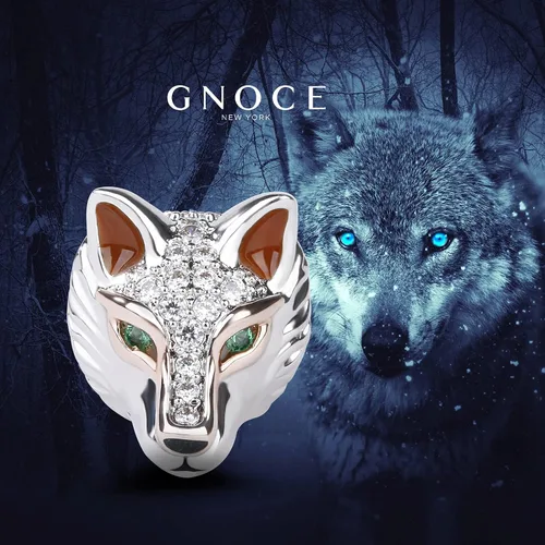 Miniatura 2 de GNOCE Dijes de lobo antiguo para pulsera de plata de ley 925 con cuentas de cabeza de lobo animal para mujeres, día de la madre y hombres