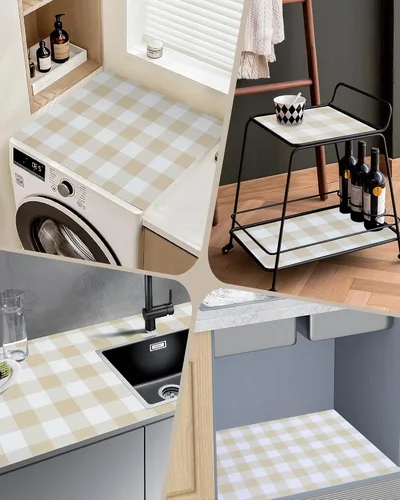 Miniatura 7 de Revestimiento de estante para armarios de cocina, forros de cajones no adhesivos antideslizantes de agarre fuerte, papel grueso para estantes