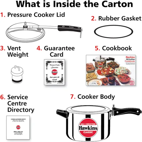 Miniatura 7 de Hawkins Olla a presión clásica de aluminio, cocina de tapa interior de inducción, olla de sartén, mejor cocina, plata Icl50 5 litros