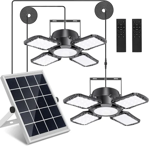 Miniatura 8 de Luz solar para interiores y exteriores, 176 LED con energía solar, luz colgante disponible durante el día, doble lámpara con sensor de movimiento