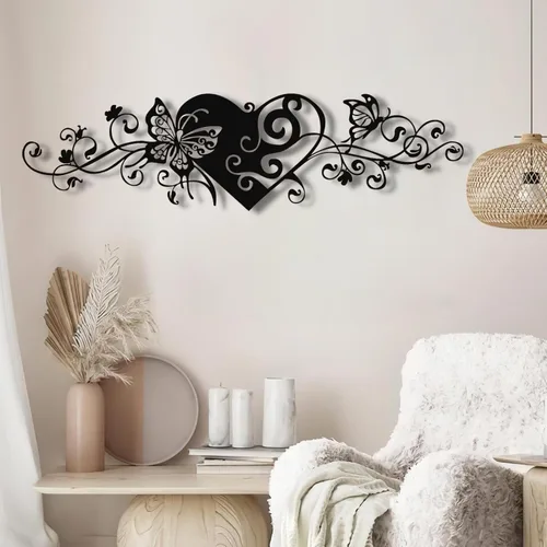 Arte de pared de metal, arte de pared de corazón de metal, decoración de pared de mariposa de metal, arte de pared de corazón y mariposa, esculturas