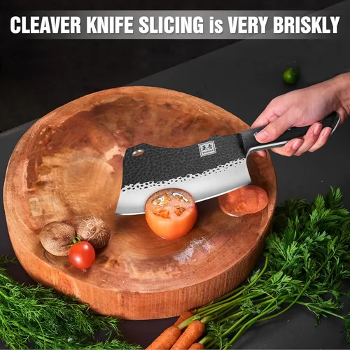 Miniatura 5 de ENOKING 7.1″ Cuchillo de Carnicero y Cuchillos de Chef – Acero Inoxidable de Alto Carbono Forjado a Mano, Mango Completo para Cocina y Corte