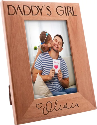 Miniatura 4 de Regalo para papá de hija – Daddys Girl – Marco de fotos personalizado 4 x 6 Marcos grabados personalizados con nombre, texto, regalo para papá