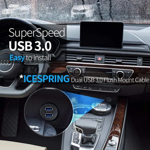 Miniatura 2 de Cable de extensión USB 3.0 de 2 puertos, montaje empotrado, adaptador de panel de tablero de instrumentos para automóvil, camión, barco