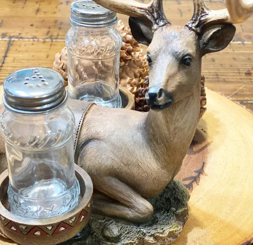 Miniatura 6 de Urbalabs - Salero y pimentero de 8 puntos, cabaña de campo occidental, cazador de ciervos, vaqueros, cañero, cocina, rancho, decoración rústica