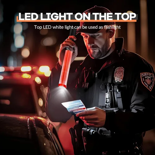 Miniatura 3 de E-riding 2 varitas de tráfico de señal de 16 pulgadas, varita de control de tráfico con LED blanco en la parte superior, luz de bastón de tráfico