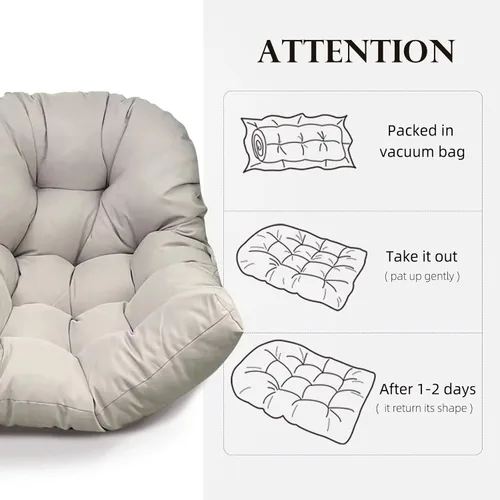 Miniatura 6 de Hamaca impermeable para silla de huevo, cesta colgante, cojines para silla de patio, asiento de huevo, almohadillas de almohada para interiores