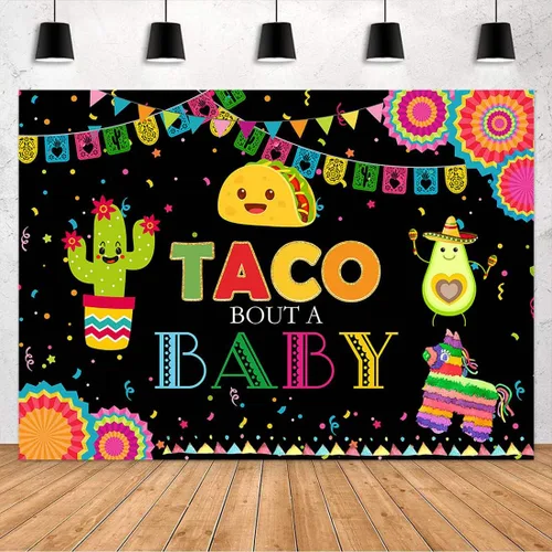 Miniatura 2 de Avezano Taco Bout a Baby - Telón de fondo de fiesta mexicana de 6 x 4 pies, fondo de fiesta de baby shower, México, anuncio de embarazadas, género