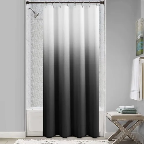 Miniatura 29 de Cortina de ducha para compartimento pequeño negra para hombres, 36 pulgadas de ancho, juego de cortinas de baño gris, cortinas geométricas estrechas