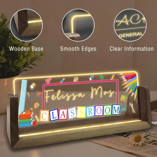 Miniatura 4 de Placa de nombre de escritorio personalizada con logotipo, placa acrílica iluminada personalizada para escritorio, regalos de oficina personalizados